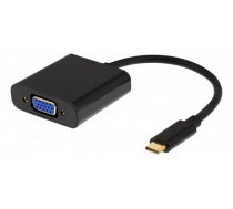 DELTACO USB 3.1 to VGA adapter with audio, USB type C Ha - VGA Ho, 1080p in 60Hz, black / USBC-VGA6