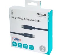 USB4 gen3, USB-C - USB-C, 5A EPR, melns, 0,8m