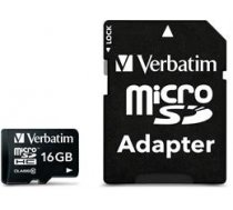 Verbatim memory card, microSDHC, 16 GB, Micro Secure Digital High-Capacity, Class 10, including adapters / V44082