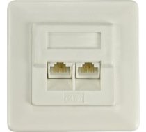 Unscreened wall socket for mounting in device case, 2xRJ45, Krone terminal, UTP, Cat6 DELTACO white / VR-127