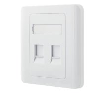 DELTACO recessed Keystone wall outlet, 2 ports, dust cover, white / VR-227