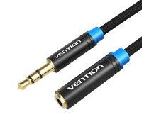 Audio kabelis Pīts 3,5 mm vīrišķais-sieviete Vention VAB-B06-B100-M 1m melns