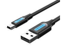USB 2.0 A uz Mini-B kabelis Vention COMBH 2m Black PVC