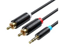 Audio kabelis 3,5 mm uz 2 x RCA Vention BCLBG 1,5 m melns