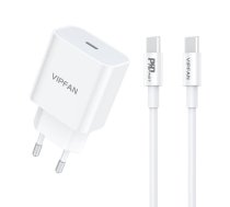 Vipfan Wall charger Vipfan E04, USB-C, 20W, QC 3.0 + USB-C cable (white) E04 CC