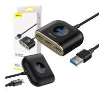 Baseus Square Round USB adapteris, HUB USB 3.0 līdz 1x USB 3.0 + 3x USB 2.0.1m (melns) CAHUB-AY01