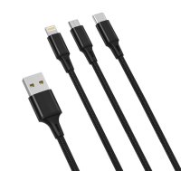 XO 3in1 Cable XO USB-C / Lightning / Micro 2.4A, 1,2m (Black) NB173