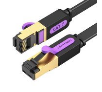 Plakanais tīkla kabelis UTP CAT7 Vention ICABF RJ45 Ethernet 10Gbps 1m melns