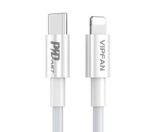 USB-C uz Lightning kabelis VFAN P01, 3A, PD, 1m (balts) P01LT-1M