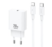 Sienas lādētājs Remax, RP-U5, USB-C, 20W (balts) + Lightning kabelis