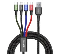 Ātrais USB kabelis ,4in1 2xUSB-C / Lightning / Micro 3,5A 1,2m - melns CA1T4-B01
