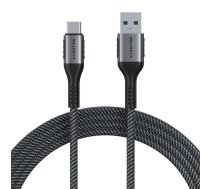 USB-A 3.1 līdz USB-C Ātrās uzlādes kabelis Lention CB-ACE-6A1M, 6A, 10Gbps, 1m (melns) CB-ACE-6A1MGRY-DS12