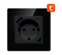 Viedā WiFi sienas kontaktligzda Avatto N-WOT10-USB-B TUYA USB USB-C (melns)