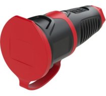 Gumijas kontaktligzda 250V AC, 3x16A (2P+E), IP54, TPE/PA6, Taurus2 Schuko, ar vāku, melna/sarkana 2511-SRC | 9003399465499