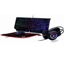4-in-1 spēļu komplekts "Phantom", ENG klaviatūra ar vadu, Pele ar paliktni, Austiņas, USB, Melns GGS-UMGL4-01 | 8716309117708