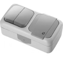 Sledzis 1+1 + Kontaktligzda IP54 pelēks PALMIYE Viko by Panasonic 90555582 | 8691136305866