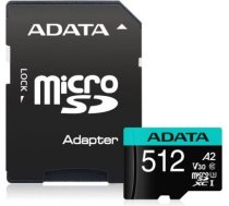 Atmiņas karte Premier Pro UHS-I U3 512 GB, micro SDXC, Memory class 10, ar Adapteri, melna AUSDX512GUI3V30SA2-R | 4710273771359