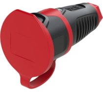 Gumijas kontaktligzda 250V AC, 3x16A (2P+E), IP54, TPE/PA6, Taurus2, ar vāku, melna/sarkana 2411-SRC | 9003399465253