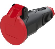 Gumijas kontaktligzda 250V AC, 3x16A (2P+E), IP54, TPE/PA6, Taurus2, ar vāku, melna/sarkana 2412-SRW | 9003399465512