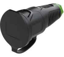 Gumijas kontaktligzda 250V AC, 3x16A (2P+E), IP54, ar vāku, TPE/PA6, Taurus2, Schuko, melna/zaļa 2511-SHU | 9003399472367
