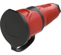 Gumijas kontaktligzda 250V AC, 3x16A (2P+E), IP54, ar vāku, TPE/TPE, Taurus2, Schuko, sarkana/melna 2521-RS | 9003399472640