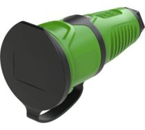 Gumijas kontaktligzda 250V AC, 3x16A (2P+E), IP54, ar vāku, TPE/PA6, Taurus2, Schuko, zaļa/melna 2511-US | 9003399472404
