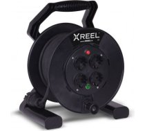 Pagarinātājs XREEL250 25m, H05RR-F 3x2,5, IP20, 4xGS izeja ar termoaizsardzību, melns 92501T48243