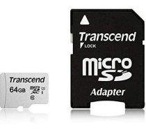 Atmiņas karte MEMORY MICRO SDXC 64GB, W/ADAPT, UHS-I , Melna/Balta TS64GUSD300S-A | 760557842088