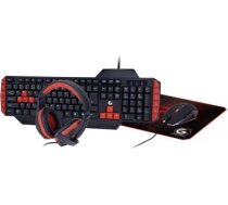 Ultimate 4-in-1 Gaming kit, ENG Spēļu klaviatūra ar vadu, Pele ar paliktni, Austiņas, USB 2.0, Melns/Sarkans GGS-UMG4-02 | 8716309113557