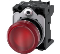 Indicator lights, 22 mm, round, metal, shiny, red, lens, smooth, with holder, LED module with integr 3SU1152-6AA20-1AA0 | 4011209957008