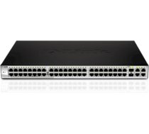 D-LINK DGS-1210-52, Gigabit Smart Switch with 48 10/100/1000Base-T ports and 4 Gigabit MiniGBIC (SFP) ports, 802.3x Flow Control, 802.3ad Link Aggregation, 802.1Q VLAN, 802.1p Priority Queues, Port mirroring, Jumbo Frame support, 802.1D STP, ACL, LLD DGS-