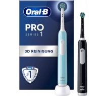 Oral-B | Electric Toothbrush, Duo pack | Pro Series 1 | Rechargeable | For adults | Number of brush heads included 2 | Number of teeth brushing modes 3 | Blue/Black PRO1 DUO BLUEBLACK | 8001090915016