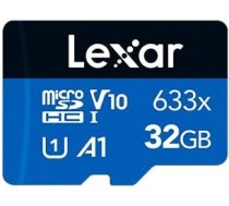 Lexar | Memory card | LMS0633032G-BNNNG | 32 GB | microSDHC | Flash memory class UHS-I Class 10 | Adapter LMS0633032G-BNNNG | 843367128884