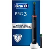 Oral-B | Electric Toothbrush | Pro3 3400N | Rechargeable | For adults | Number of brush heads included 2 | Number of teeth brushing modes 3 | Black PRO3 3400N BLACK | 8006540760079