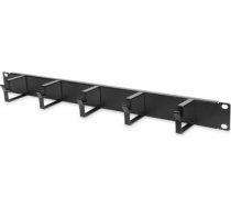 Digitus | Cable Management Panel | DN-97602 | Black | 5x cable management ring (HxD: 40x60 mm). The Cable Management Panel is getting fixed on the 483 mm (19“) profile rails. Five cable guiding rings allow an easy, horizontal array of patch cables. I DN-9