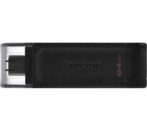 USB zibatmiņa DataTraveler 70 64 GB, USB-C, melns DT70/64GB | 740617305302