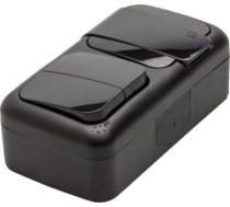 Sledzis 1+1 + Kontaktligzda IP54 melns PALMIYE 90555182