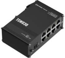 Teltonika Switch | TSW030 | Unmanaged | DIN rail mountable | 10/100 Mbps (RJ-45) ports quantity 8 | Power supply type 2-pin industrial DC power socket TSW030000000 | 4779051841431