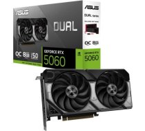 Graphics Card ASUS NVIDIA GeForce RTX 5060 8 GB GDDR7 128 bit PCIE 5.0 16x Dual Slot Fansink 1xHDMI 3xDisplayPort DUAL-RTX5060-O8G DUAL-RTX5060-O8G | 4711636057899