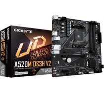 Gigabyte | A520M DS3H V2 | Processor family AMD | Processor socket AM4 | DDR4 DIMM | Memory slots 2 | Number of SATA connectors 4 | Chipset AMD A520 | Micro ATX A520M DS3H V2 | 4719331854690