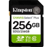 Kingston Canvas Select Plus | 256 GB | SD | Flash memory class Class 10, UHS-I, U1/U3, Video Class 10/30 SDS3/256GB | 740617348316