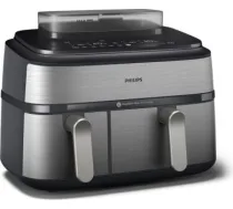 Philips Dual Basket Airfryer | NA555/00 5000 series | Power 2750 W | Capacity 9 L | RapidAir Plus | Silver NA555/00 | 8720389047558