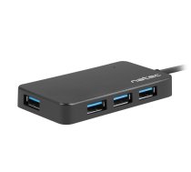 NATEC Hub USB 3.0 Moth (4 ports, black) NHU-1342 USB centrmezgls
