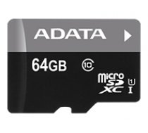 ADATA ADATA 64GB Micro SDXC V10 85MB/s + Ad. AUSDX64GUICL10A1-RA1 Atmiņas karte