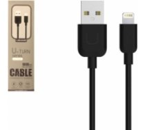 Usams U-TURN Universāls Silikona Apple Lightning (MD818ZM/A) USB Datu un uzlādes Kabelis 1m Melns (IPUSBXD01)