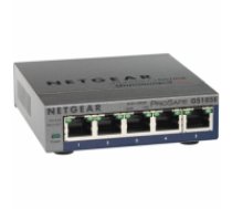 Switch NETGEAR GS105E, 5x 10/100/1000 Prosafe PLUS Switch (management via PC utility), VLAN, QOS, metal casing, External Power Adapter (GS105E-200PES)