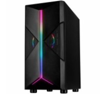 Inter-tech Chassis IT-3306 Cavy Gaming Tower, ATX, 1xUSB3.0, 2xUSB2.0, PSU optional, Window side panel, LED strips in the front , 120mm ARGB fan, Black (IT-3306)