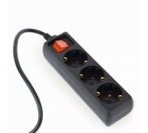 Energenie Gembird EG-PSU3-01 UPS Power Strip, 3 Schuko Outlets, C14 Plug, 10A, 0.6m Cable, Black Color (EG-PSU3-01)