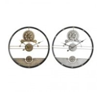 Sienas pulkstenis DKD Home Decor Sudrabains Bronza Dzelzs Pārnesumi (2 pcs) (60 x 5 x 60 cm)