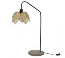 Galda lampa DKD Home Decor Melns Pelēks Metāls Brūns Rotangpalma 250 V 60 W (25 x 50 x 81 cm)